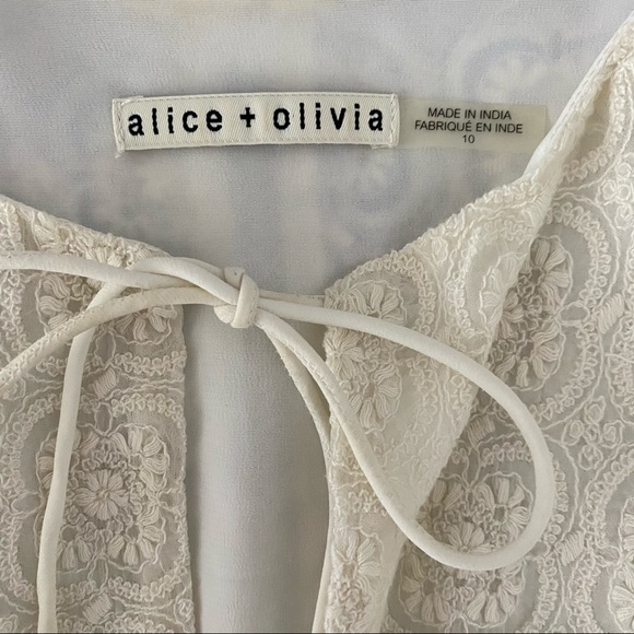 Alice + Olivia Cream boho peasant chiffon dress - Picture 6 of 8
